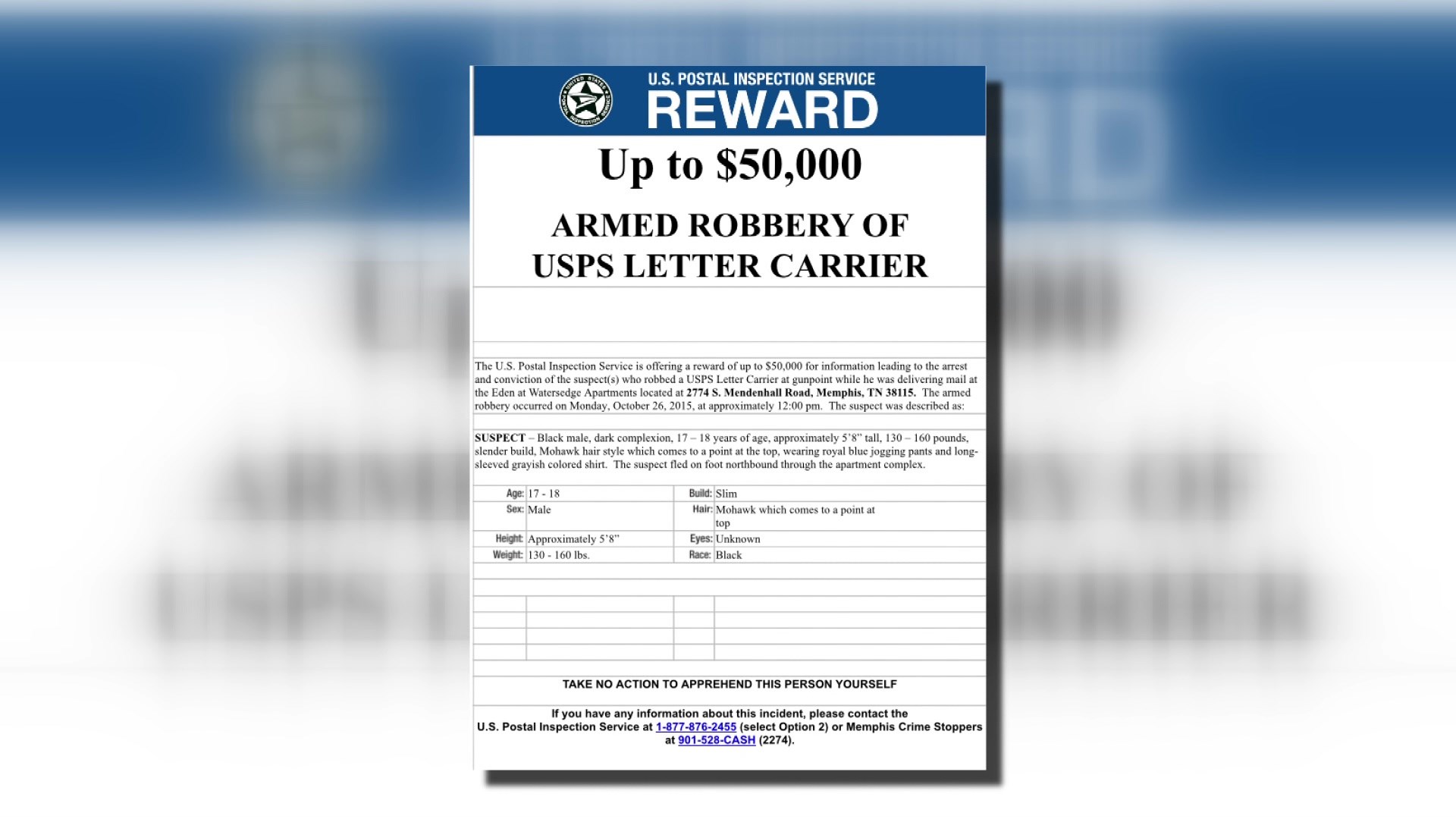 Video Reward Offered After Robber Steals Letter Carriers Pants